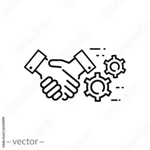 handshake icon  task relation line sign on white background - editable vector illustration eps10