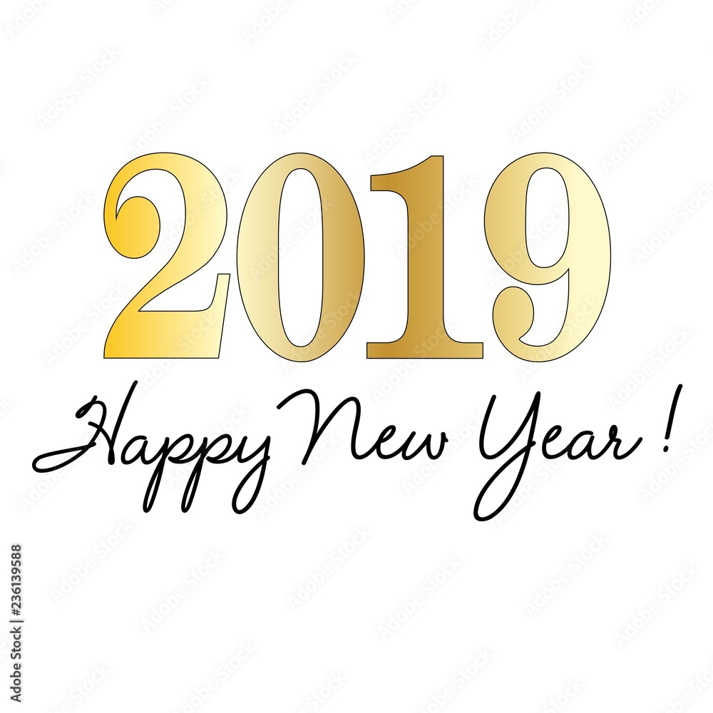 happy new year with gold 2019 vector graphic happy new year with gold 2019 vector graphic