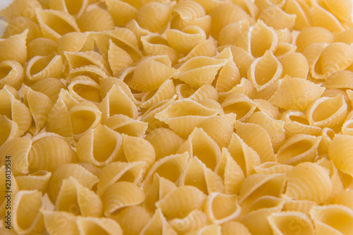 Macaroni in the form of shells approximated macro