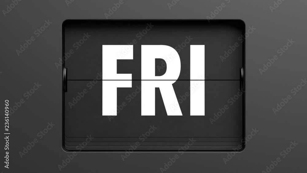 A flip clock calendar flips quickly through the days of the week from Sunday to Sunday - passing of time concept - seamlessly looping 3d animation
