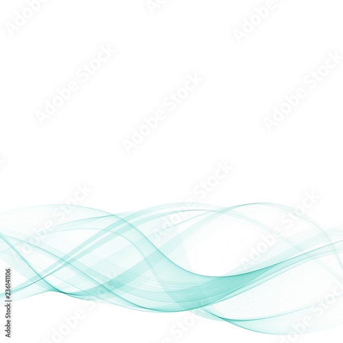 Abstract smooth color wave vector. Curve flow blue motion illustration. Smoke design. Vector lines. © Kateryna