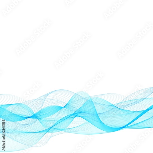Abstract smooth color wave vector. Curve flow blue motion illustration. Smoke design. Vector lines. © Kateryna