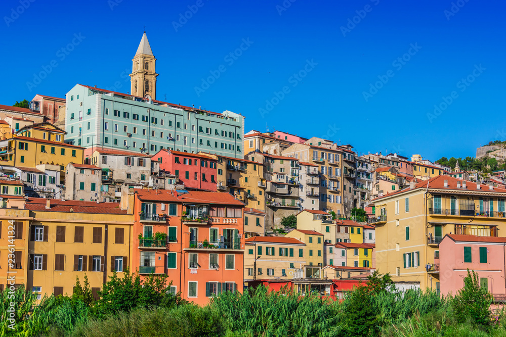 View of Ventimiglia in the Province of Imperia, Liguria, Italy View of Ventimiglia in the Province of Imperia, Liguria, Italy