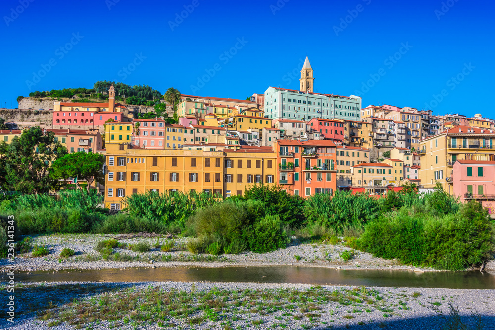 View of Ventimiglia in the Province of Imperia, Liguria, Italy