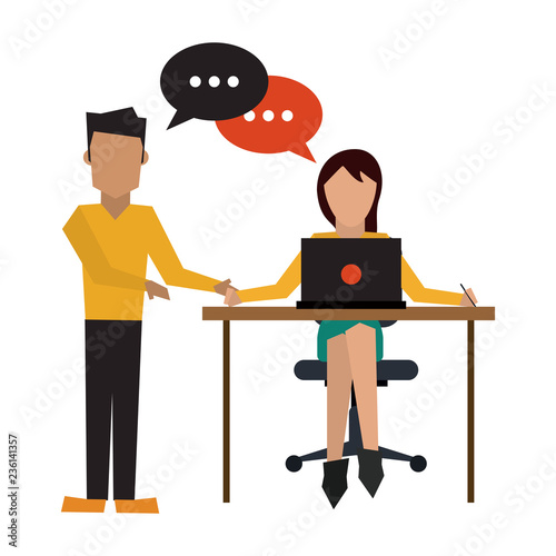 Business coworkers with laptop