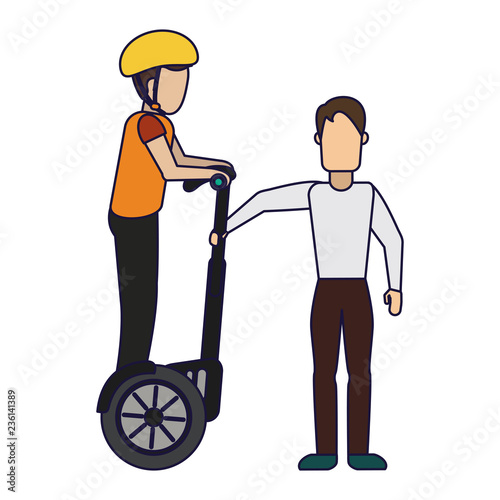 Friends with hoverboard