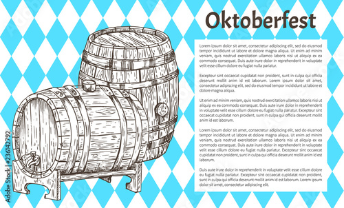 Wood Beer Barrel Sketch Style Oktoberfest Poster