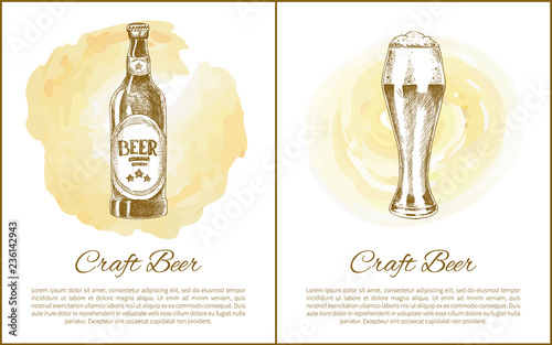 Craft Beer Objects Set Hand Drawn Vector Sketches