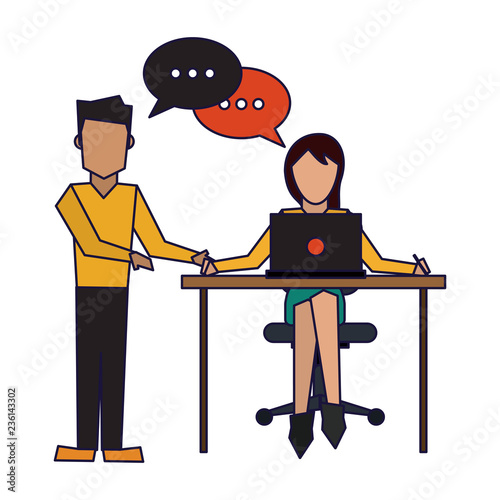 Business coworkers with laptop