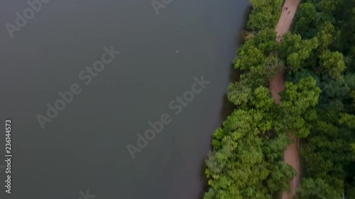 AERIAL: Tilt up to reveal Austin, Texas on a beautiful sunny day. photo