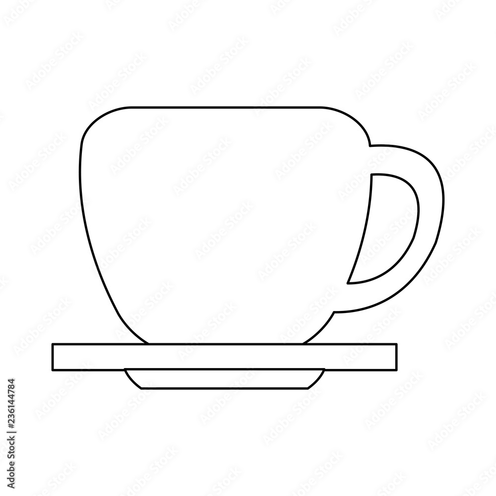 Coffee mug on dish black and white Coffee mug on dish black and white