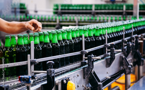 Beer bottles on the conveyor