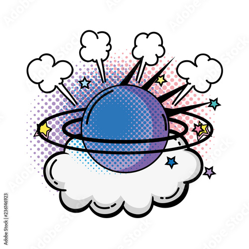 saturn planet pop art icon