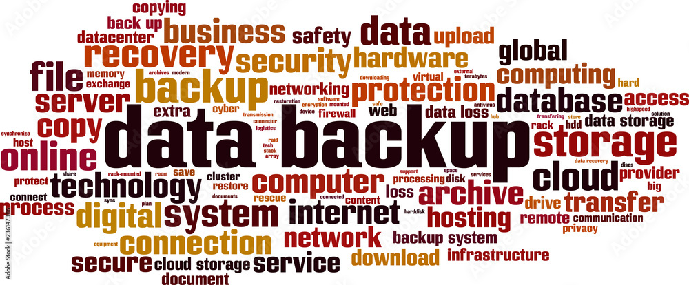 Data backup word cloud