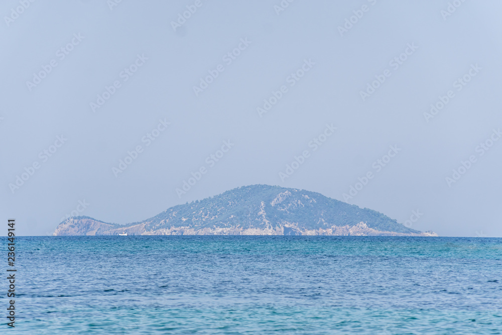 Sea water on sunny day, nature background. Ocean view on sunny summer day.