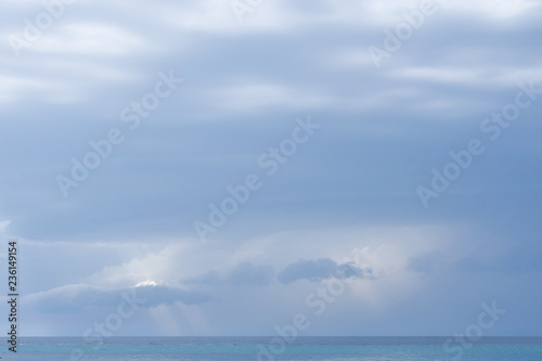 Sea water on cloudy day, nature background . Ocean view on cloudy summer day