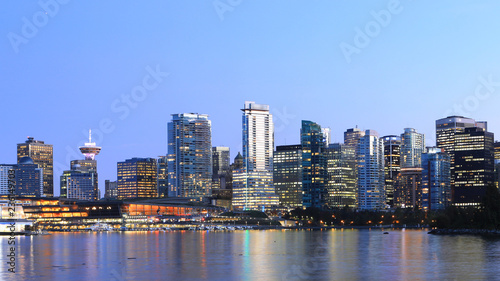 Sunset view of Vancouver  Canada downtown