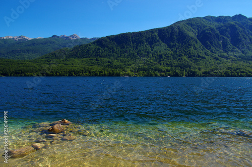 Mountain lake with clear water