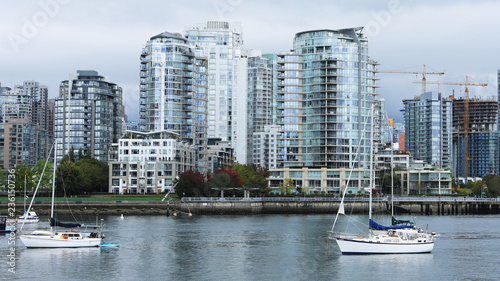 Scene of Vancouver with boats in foreground