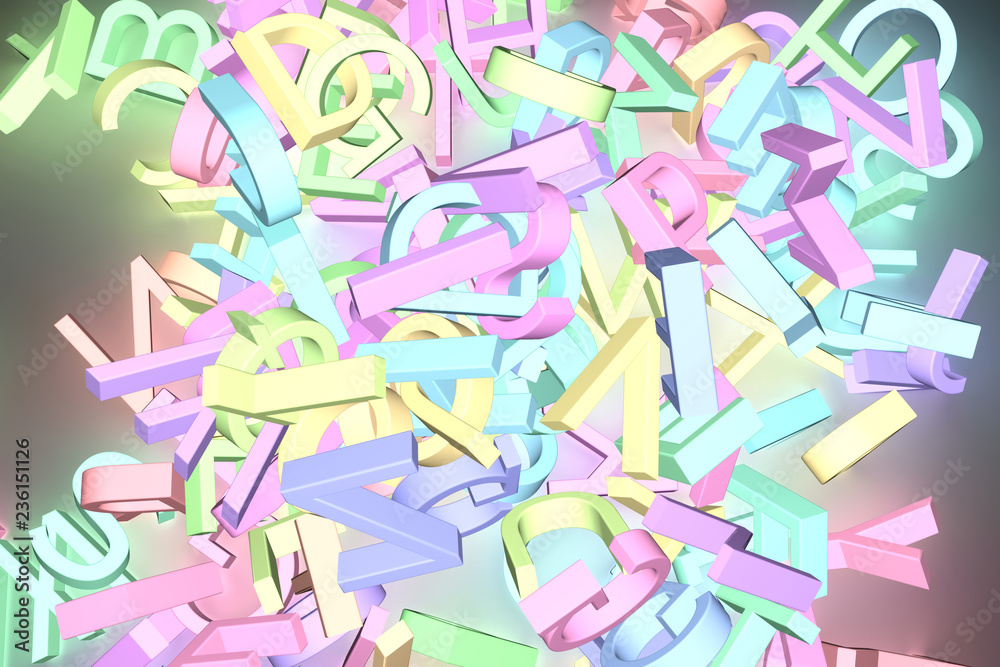 Obraz premium Grow neon 3D rendering. Alphabetic character letter of ABC. For graphic design or background, CGI typography.