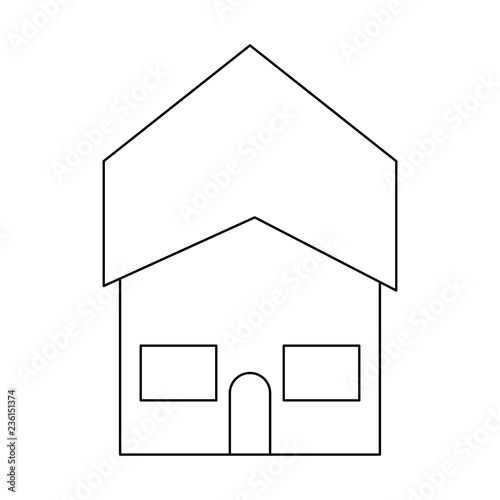 Residence building isolated black and white