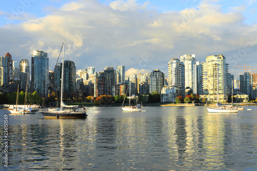 Sunny view of the Vancouver  Canada skyline