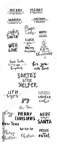 Set of Christmas lettering handwritten