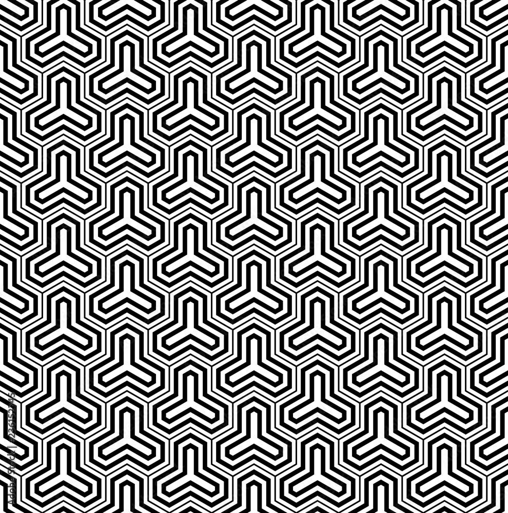 Seamless geometric pattern in black and white geometric lines