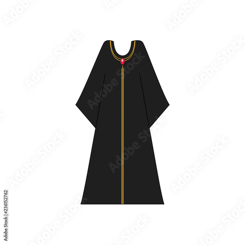 Traditional islamic dress. Muslim women clothe. Emirates abaya. Hijab religious dress.
