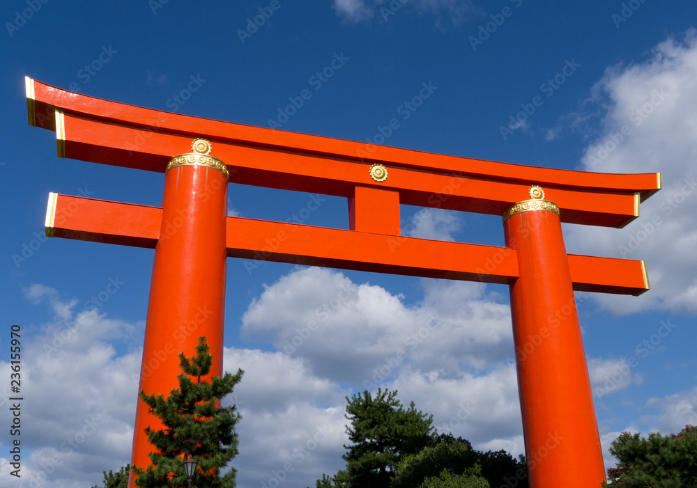Giant Red Arches of the Fushimi Inari Taisha Shrine in Kyoto Japan Giant Red Arches of the Fushimi Inari Taisha Shrine in Kyoto Japan