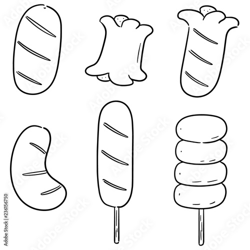 vector set of sausages