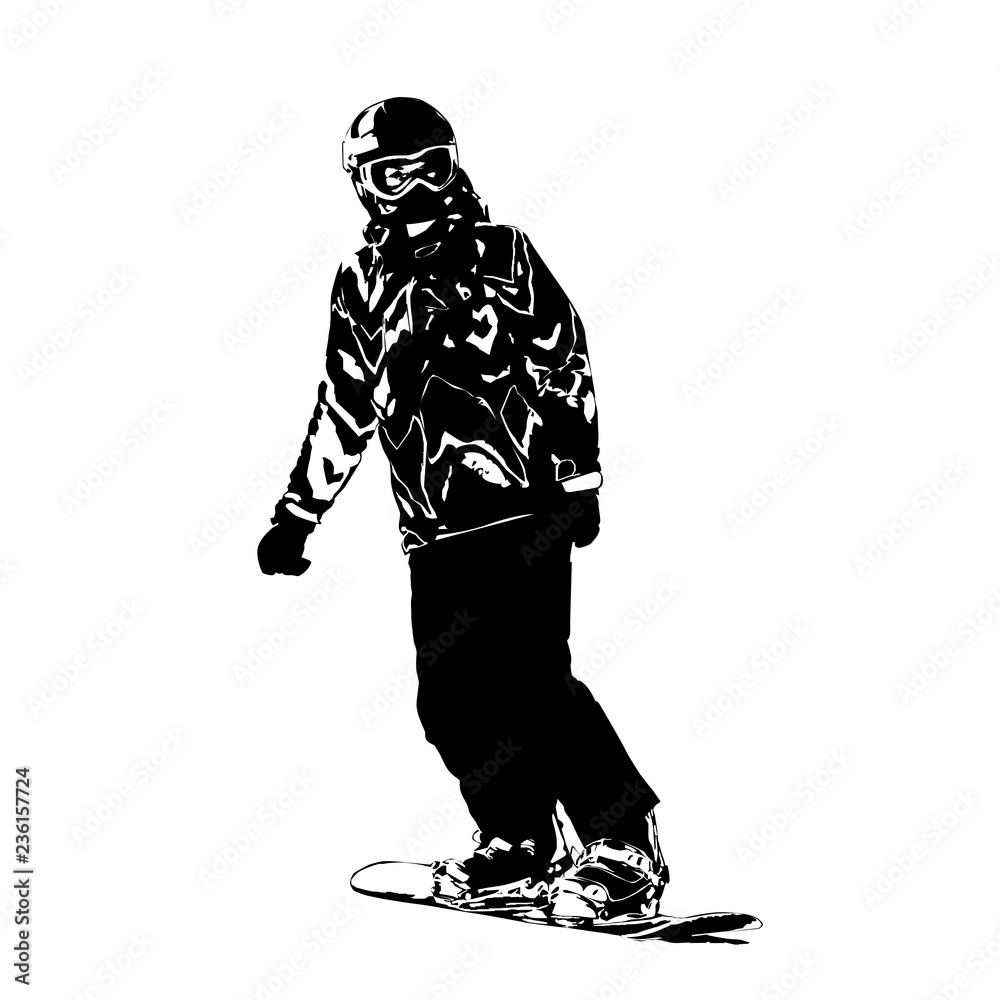 Fototapeta premium The girl the snowboarder, the drawing