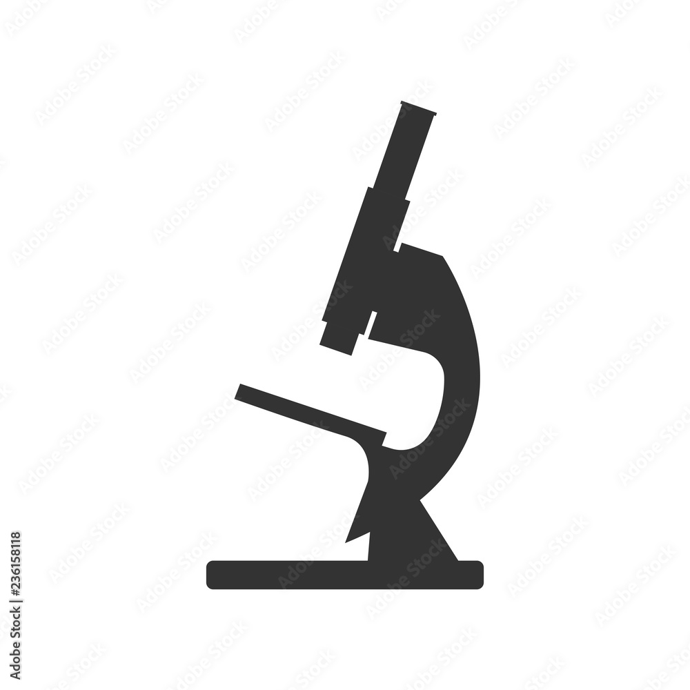 Microscope icon, silhouette. Vector illustration, flat design. Microscope icon, silhouette. Vector illustration, flat design.