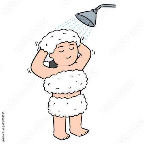 vector of woman showering