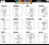 educational basic colors set for coloring