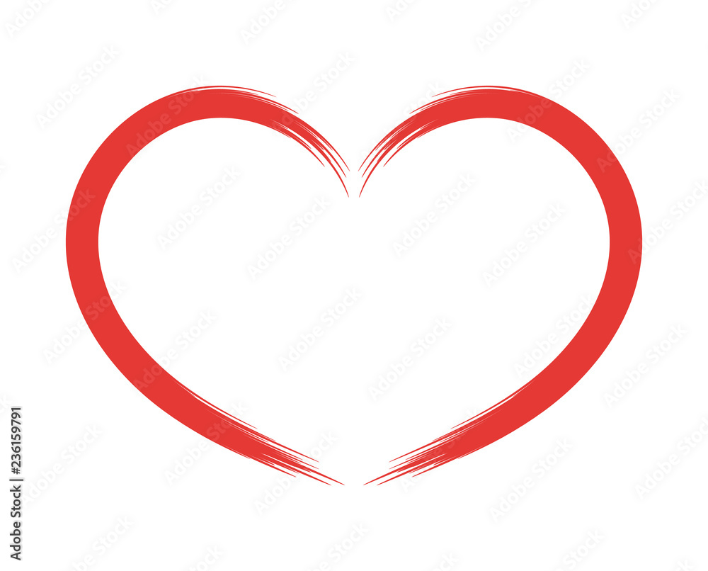 Hand drawn heart, design element for Valentine's Day, icon. Vector object isolated on white background.