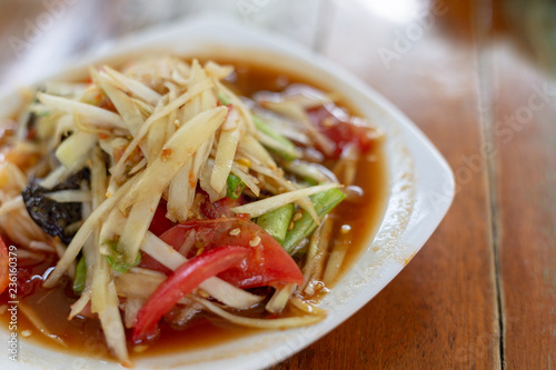 Famous Thai food, papaya salad or what we called "Somtum" in Thai