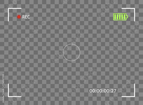 Camera viewfinder, digital video, photo focus. Element vector overlay screen frame borders the snapshot. Transparent isolated background.
