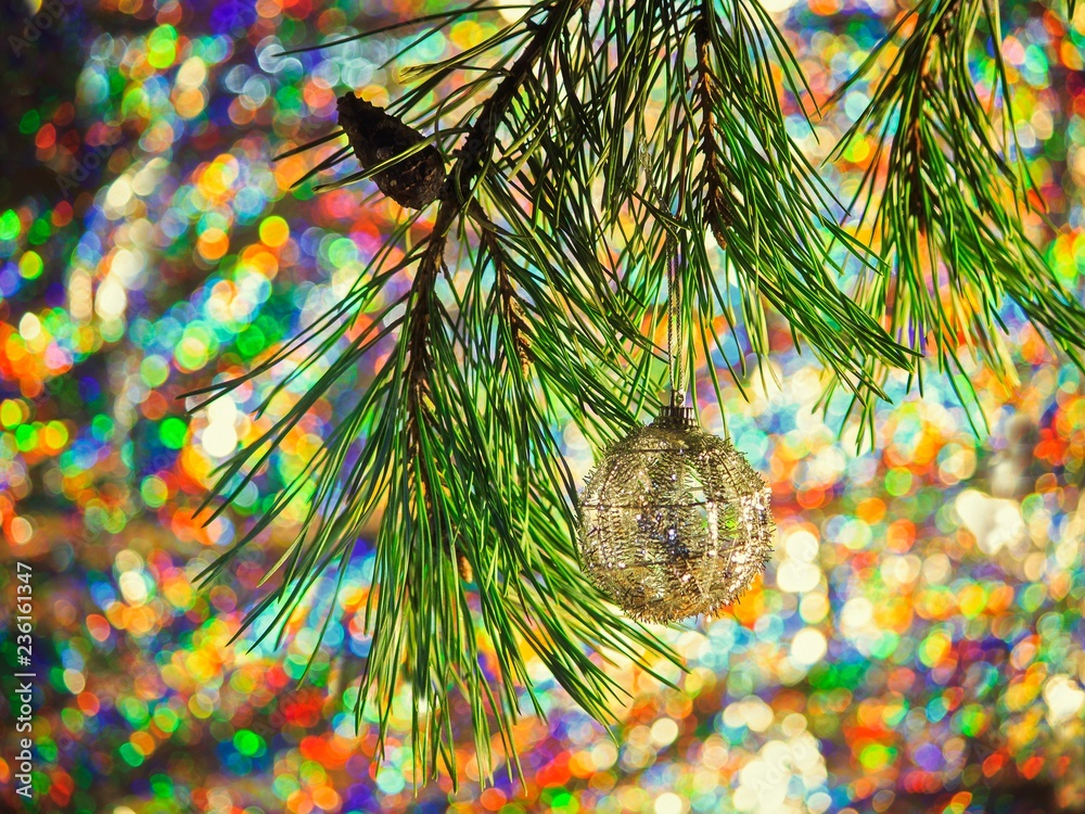 Christmas tree on bright  background