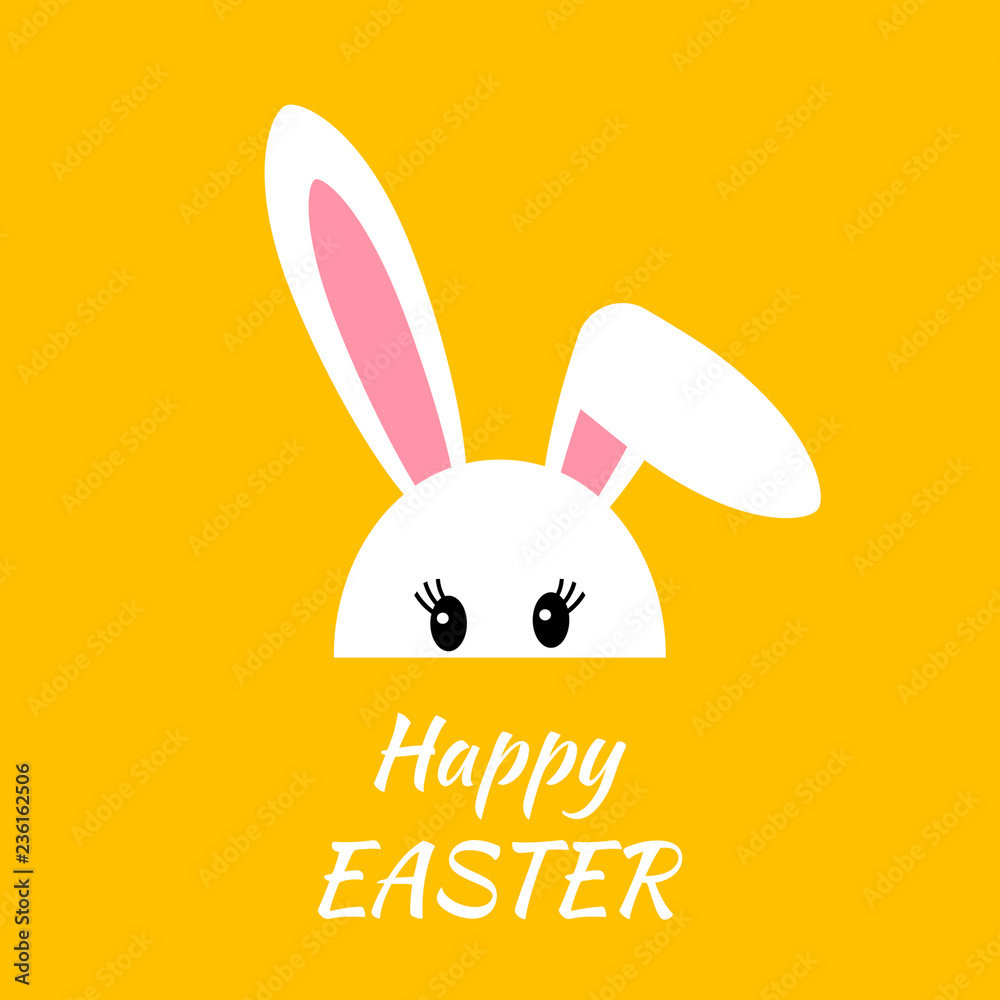 Easter bunny in a cartoon style. greeting card or poster. Vector illustration. concept of spring and Easter holidays Easter bunny in a cartoon style. greeting card or poster. Vector illustration. concept of spring and Easter holidays