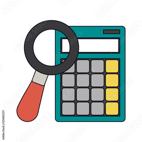Magnifying glass and calculator
