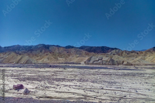 View of the mountains and the dried river.