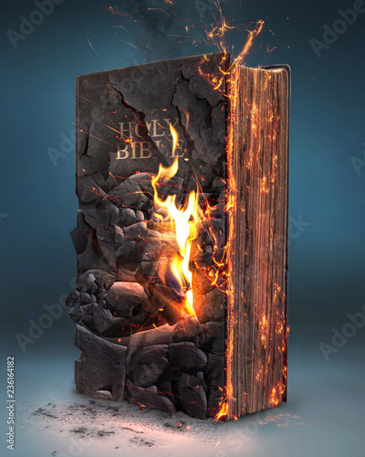 Bible and fire photo