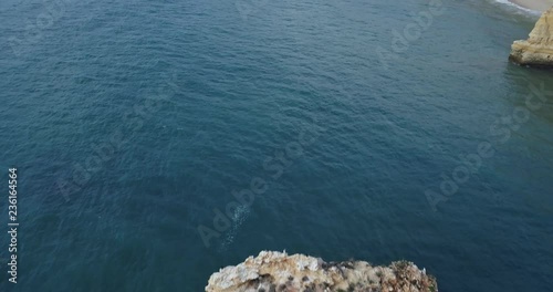 Beautiful rock formations in Algarve Portugal at Marinha beach near Benagil