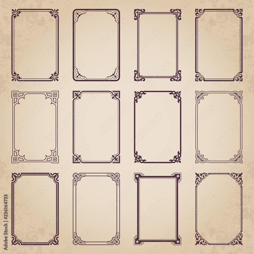 Decorative retro calligraphic frames
