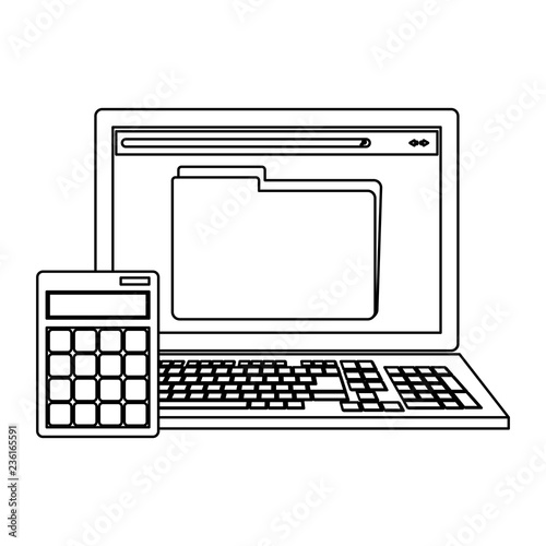 Calculator math device black and white