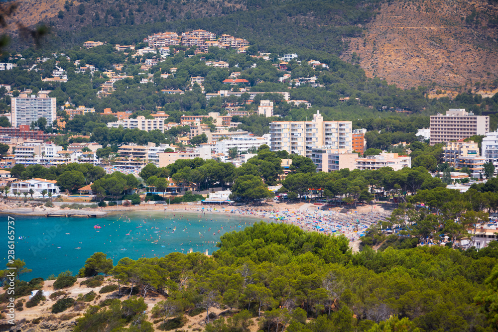 Peguera, Cala Fornells, Mallorca, Spain - July 24, 2013: View of Peguera and Cala Fornells from the side of Santa Ponsa