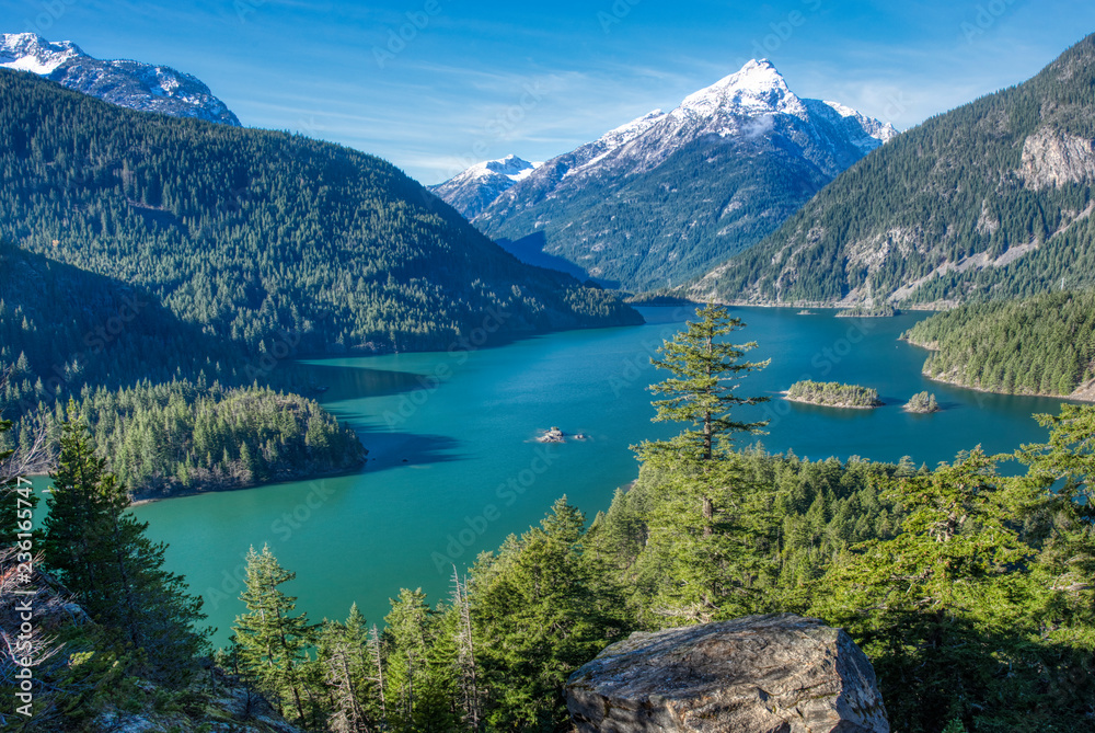 Diablo Lake is a reservoir in the North Cascade Mountains of northern Washington. Diablo Lake is a reservoir in the North Cascade Mountains of northern Washington.