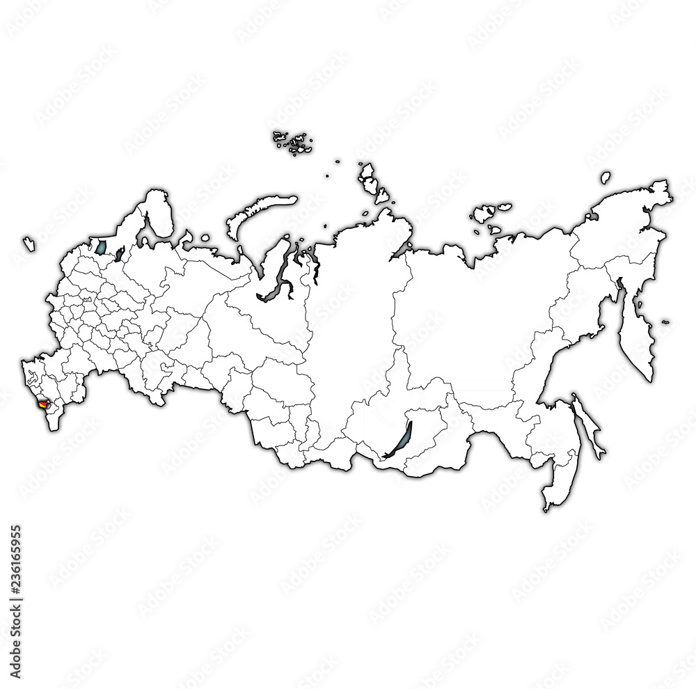 north ossetia on administration map of russia