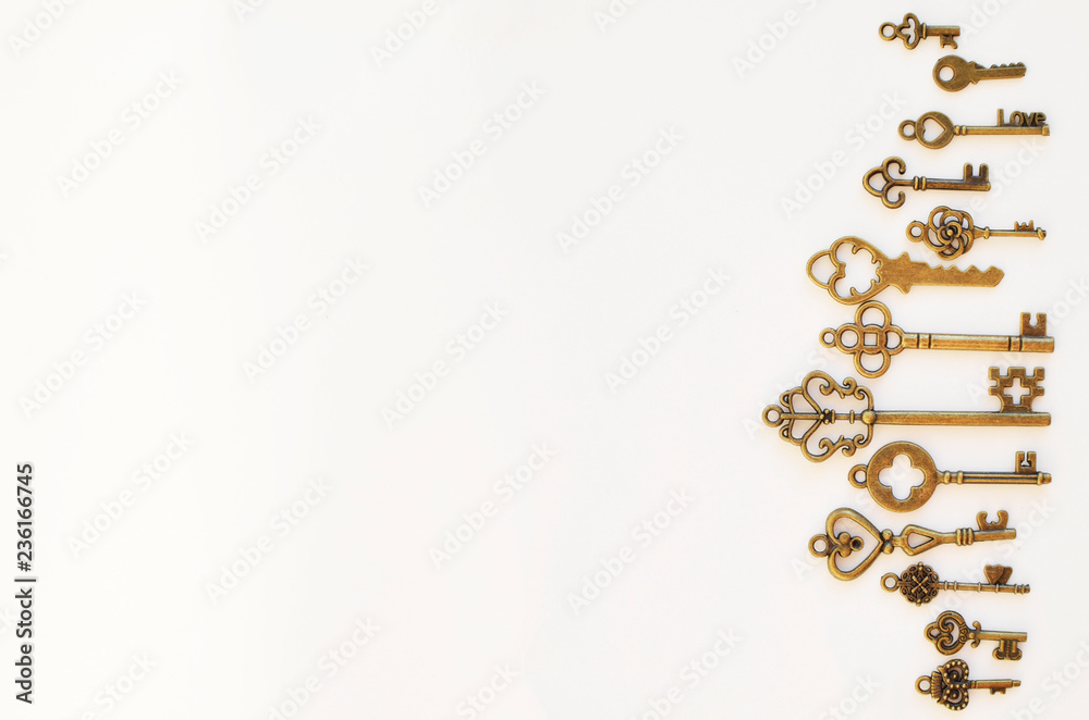 Decorative keys of different sizes, stylized antique. Decorative keys of different sizes, stylized antique.